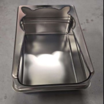 Stainless Steel Semi-enclosed Litter Box With Splash-proof Design