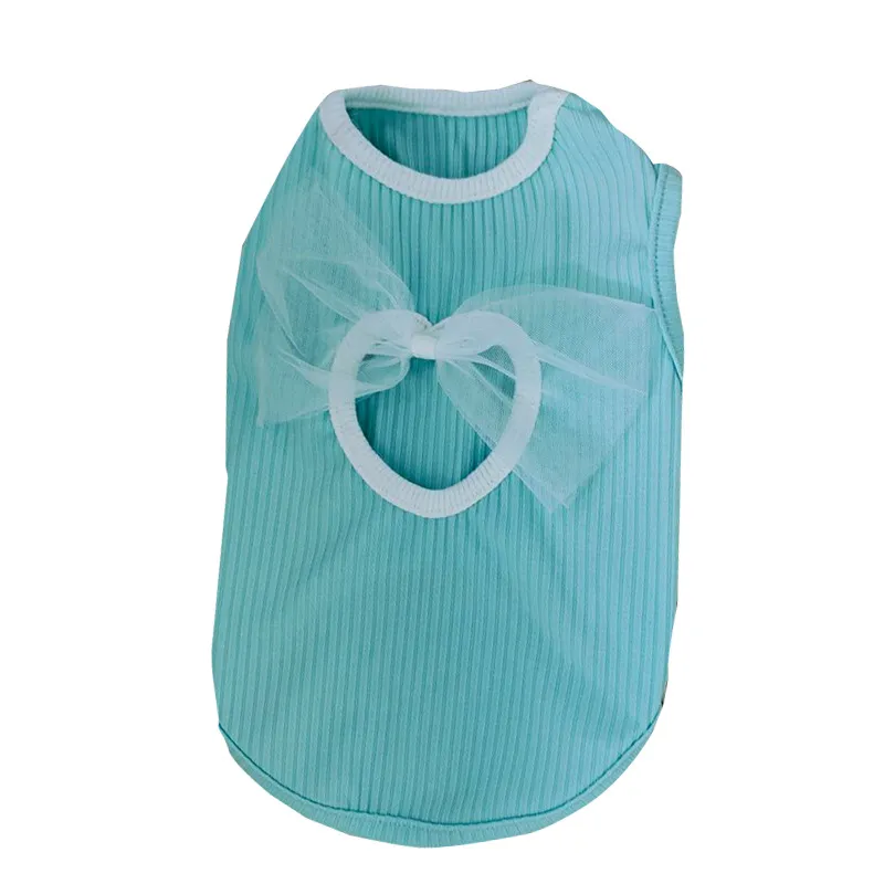 Spring And Summer Dog Japanese And Korean Style Thin Vest Bow Cute Style Vest Small Dog Cat Pet Dog Clothes - Ti'An Green