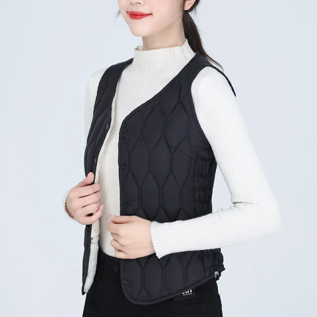 Vest Women's Short Bottoming Autumn And Winter Plus Velvet Thickened Black - Shop at LoveMi