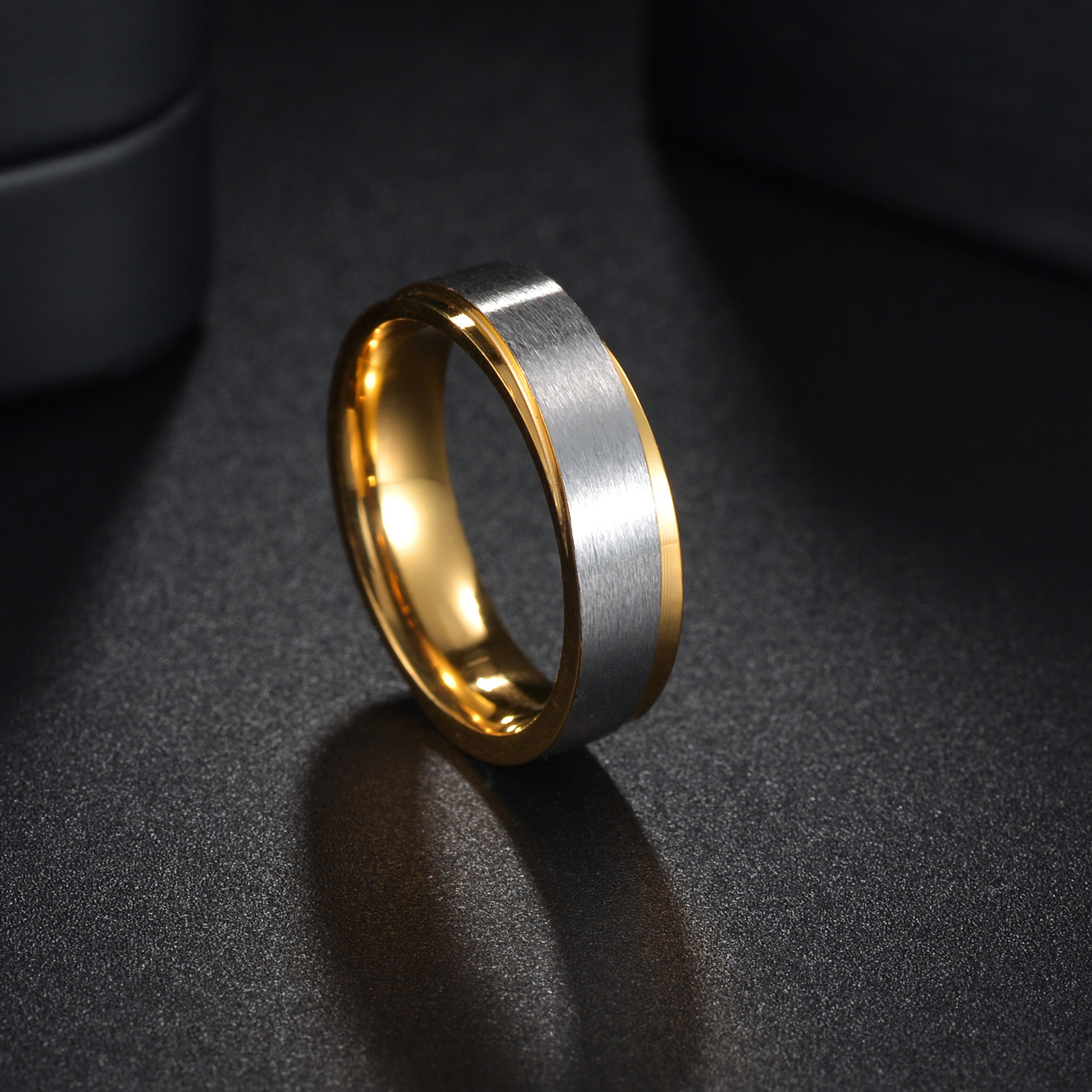 Titanium Steel Ornament Couple Electroplating Room Gold Sand Surface Matte Ring Does Not Fade