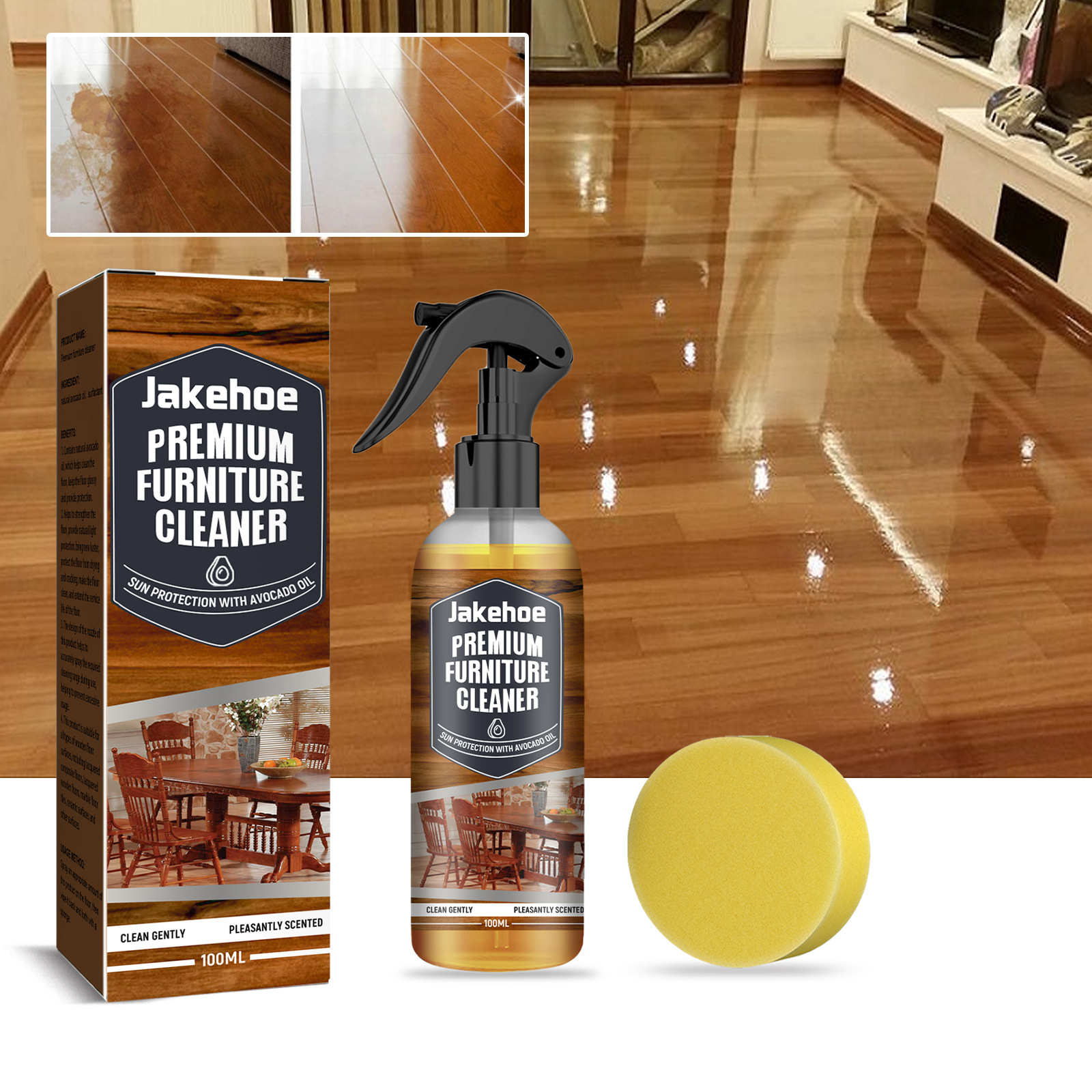 Nettoyant Sol Bois et Marbre 100 ml — Avec Éponge 2