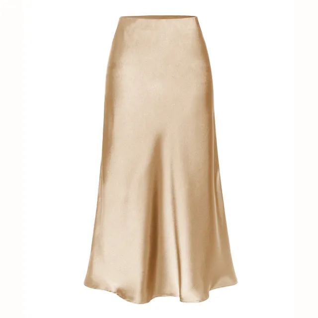 Women's Skirt Elastic High Waist Slit Champagne - Shop at LoveMi