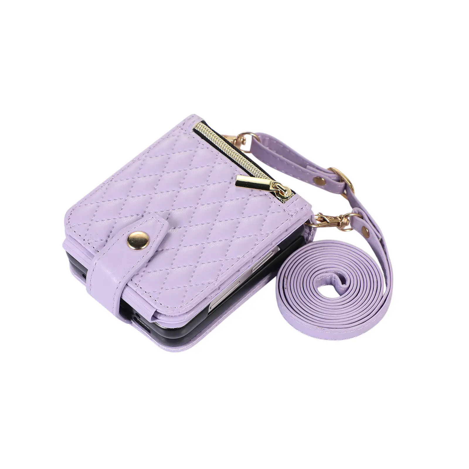 Leather Case Slung Over One Shoulder Phone Cover Zipper Bag Flip