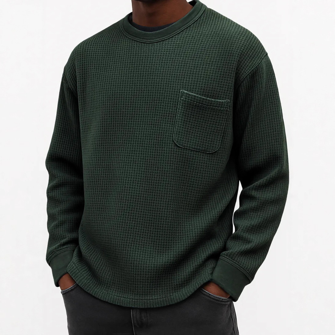 Men's Plus-Size Casual Crew-Neck Long-Sleeve Sweatshirt Top - Image 3