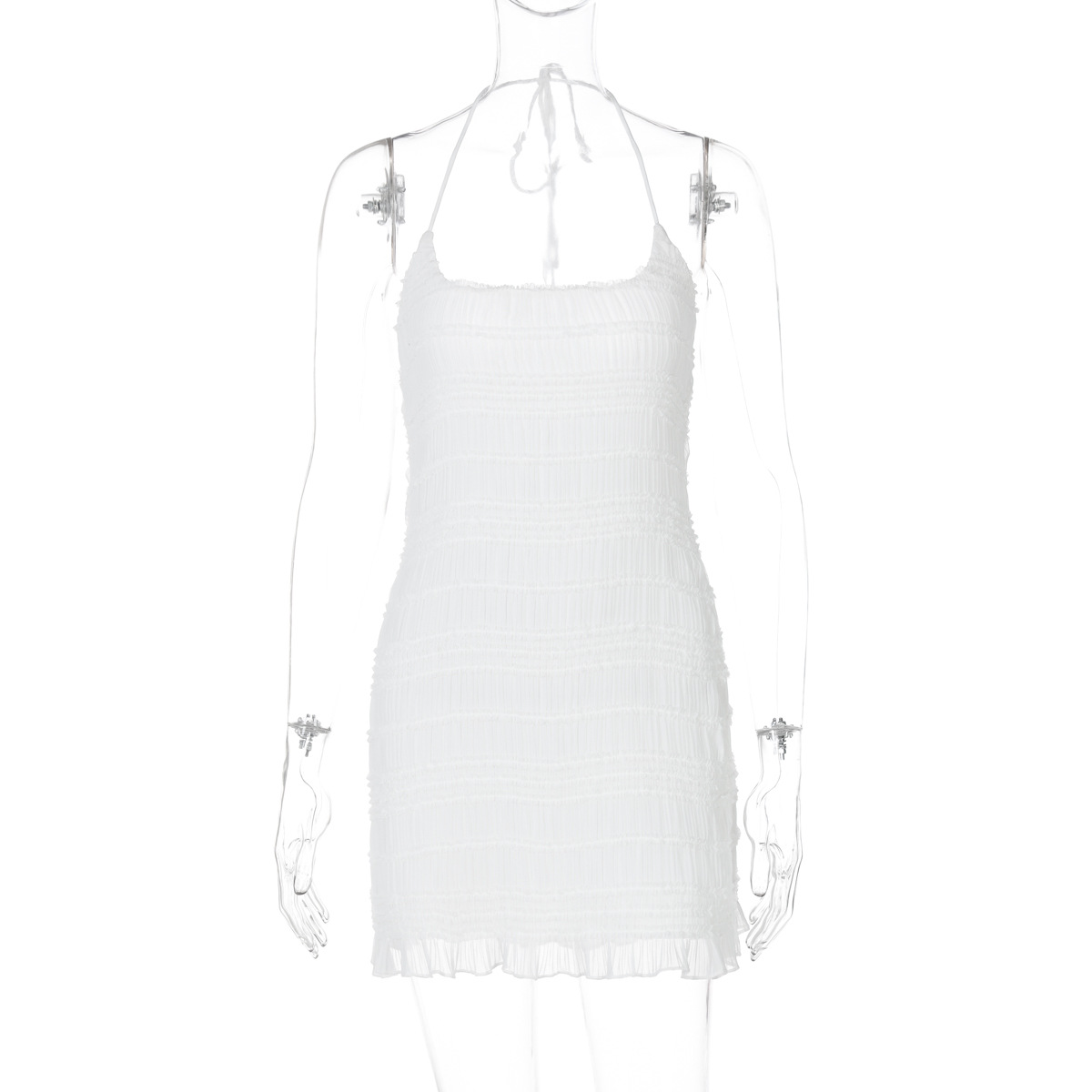 Halter neck Slim Fit Cropped Dress White - Shop at LoveMi