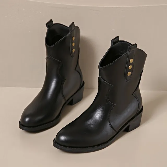 Women's Mid Heel Pointed Toe Platform Ankle Boots Black - Shop at LoveMi