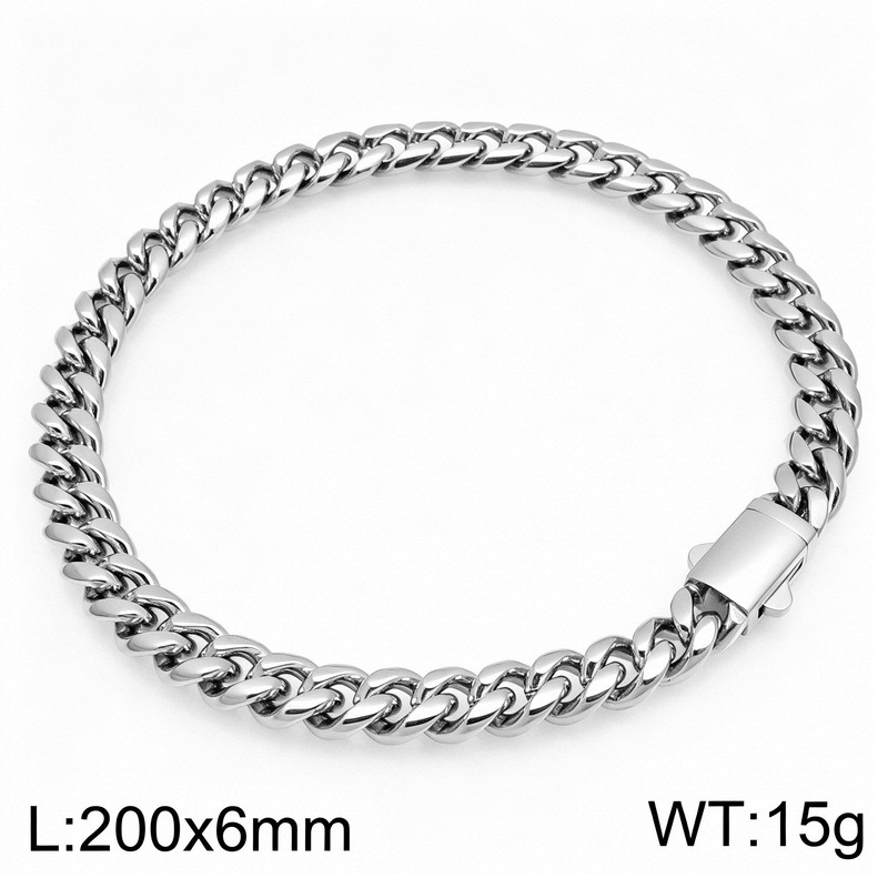 Fashionable And Minimalist Round-polished Cuban-link Bracelet For Men And Women