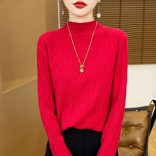 Knitted Jacquard Long sleeved Sweater For Women As Base Layer - Shop at LoveMi