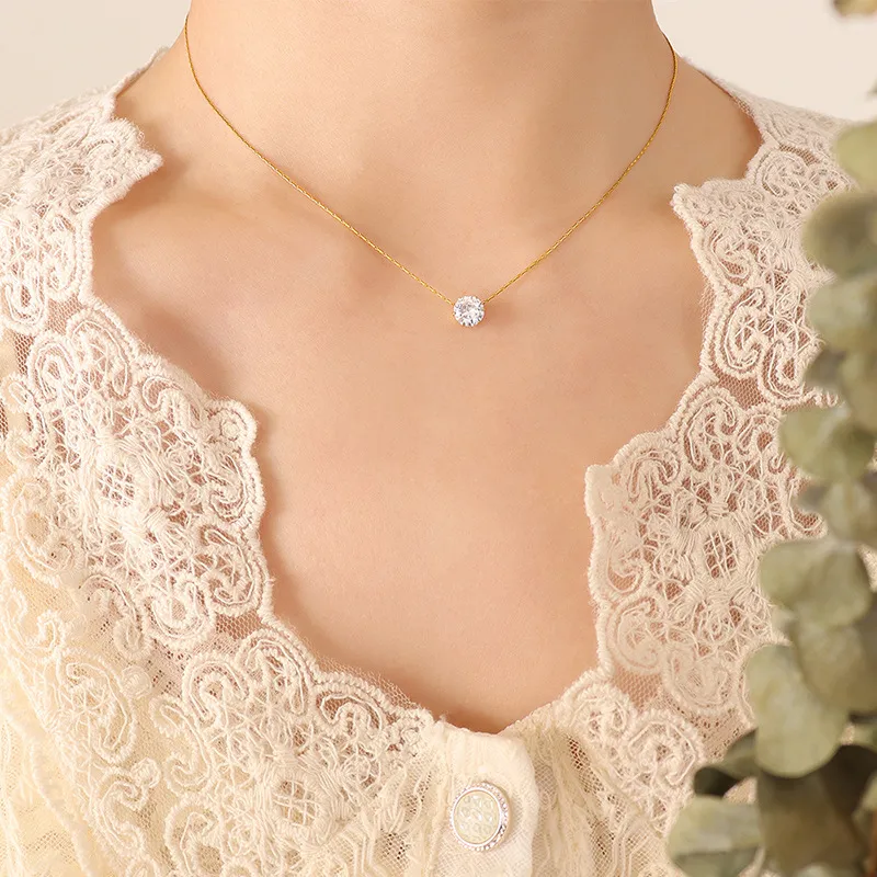 Dainty Solitaire Crystal Necklace
