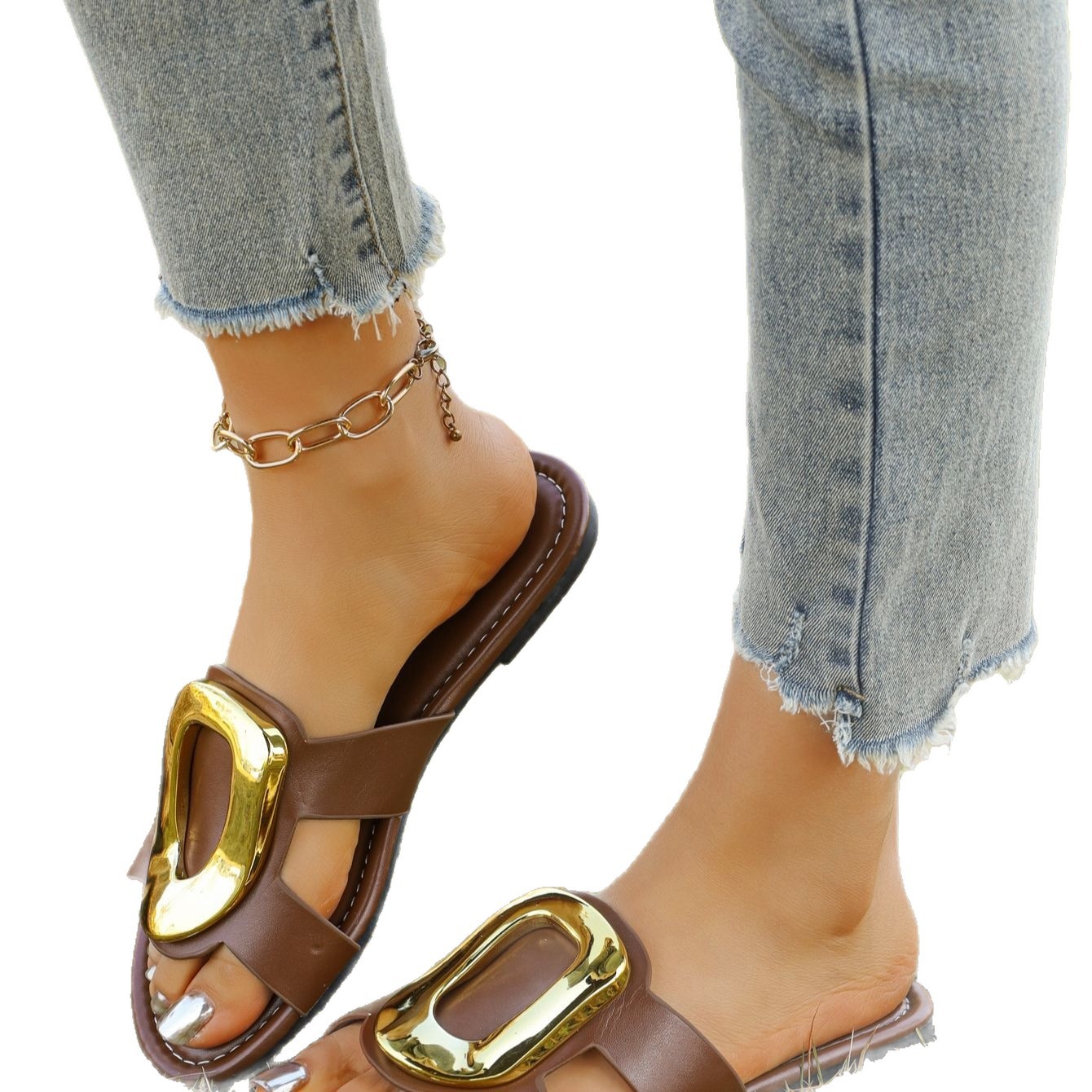 Metal Square-Toe Slippers, picture 2 of 5