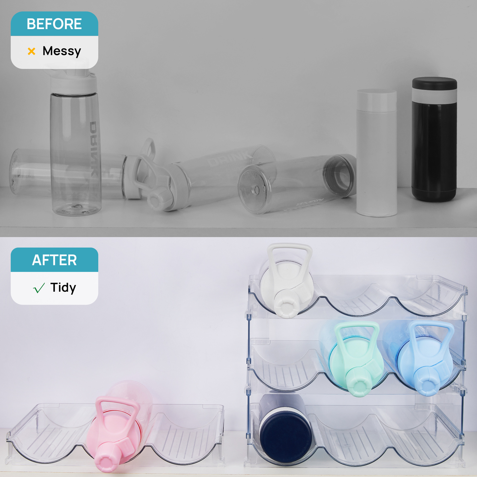 Title 8, Transparent Removable Water Bottle Storage Rack