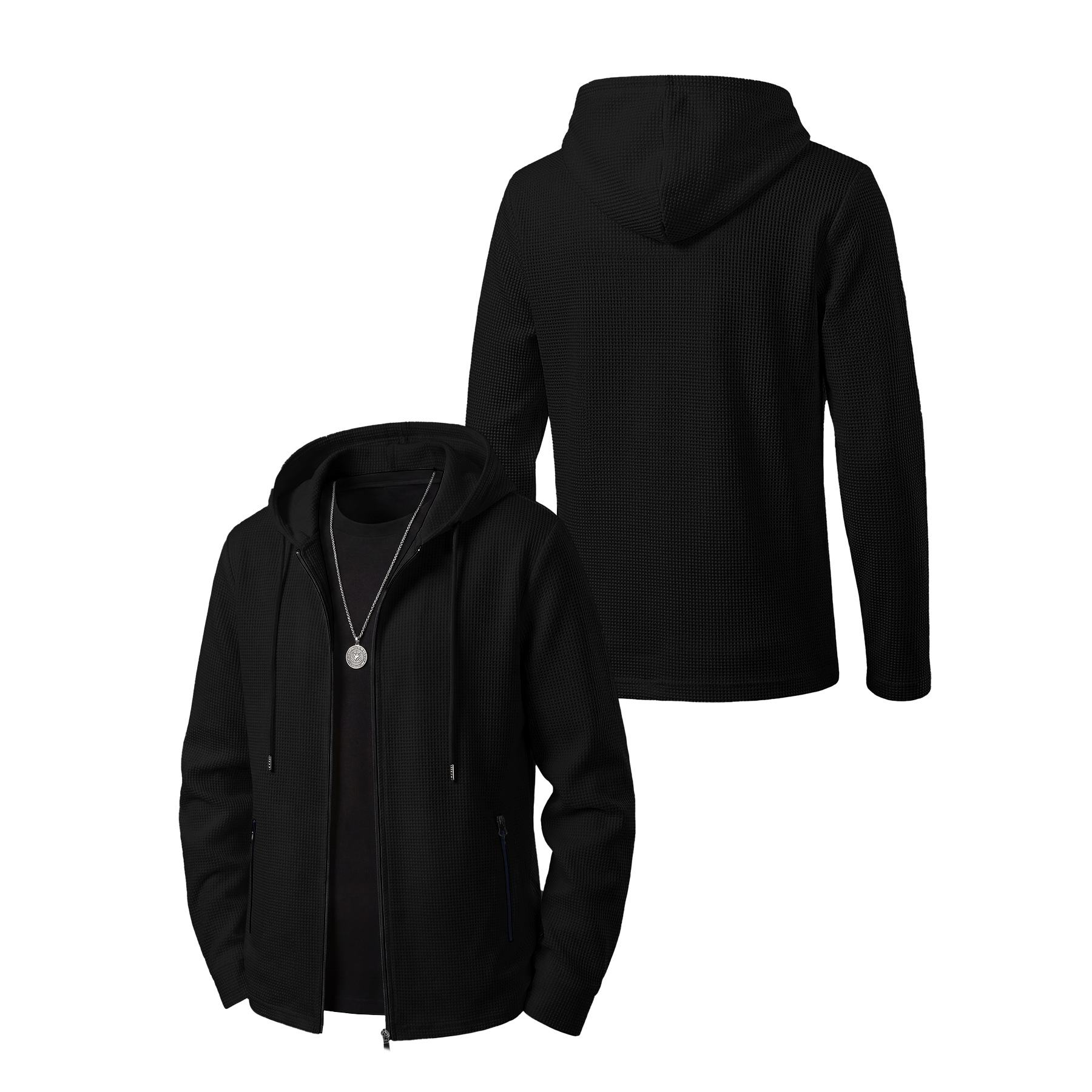 Mens Fashionable Casual Top With Hooded Jacket