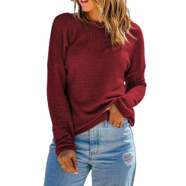 Women's Long sleeved Top Casual All match T shirt Red - Shop at LoveMi