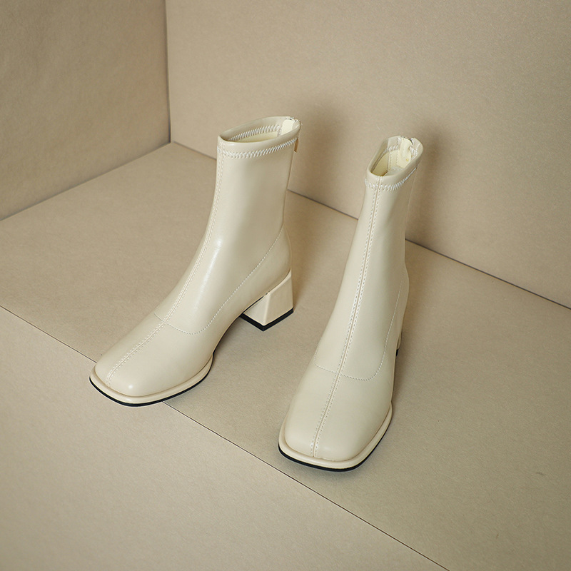 Womens Microfiber Heeled Ankle Boots