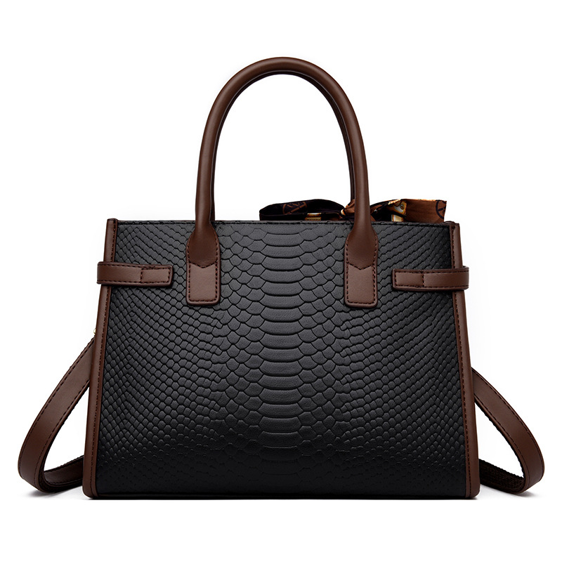 Snake-Print Leather Crossbody Bag