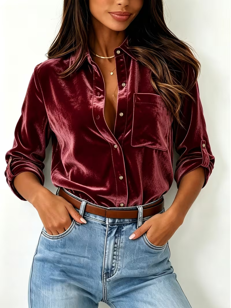 Elegant Long-sleeve Velvet Blouse For Women 676c76b7 Fcd8 4cad 8bf5 4c35cd315c2c