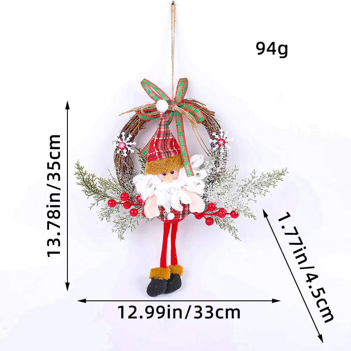 Christmas Handmade Vine Ring Garland Door Hanging Wall Hanging Decoration Elk Wreath Rattan