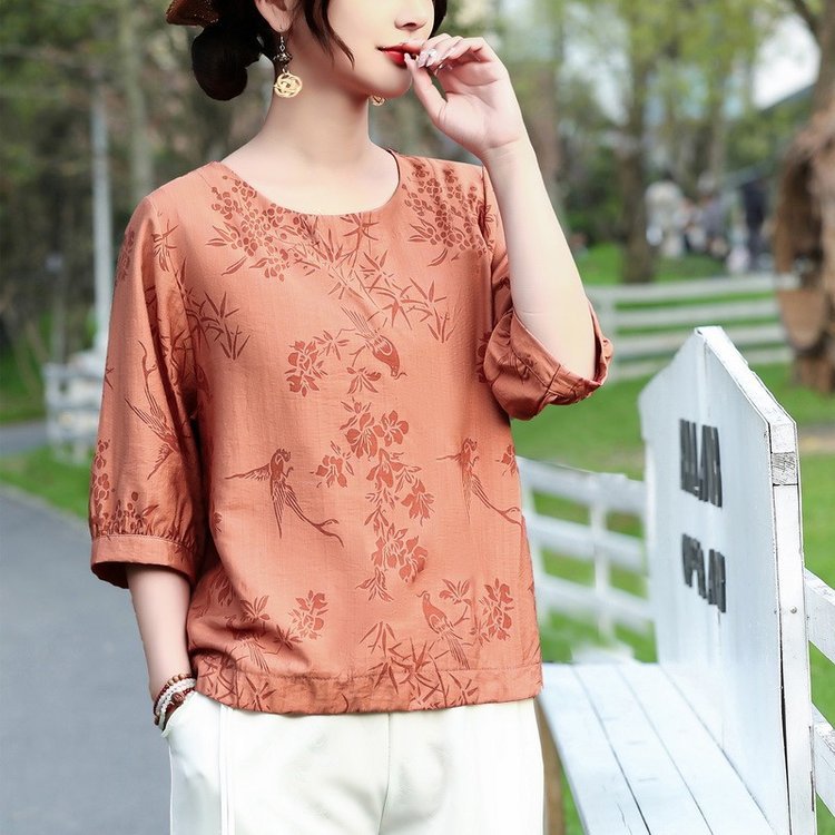 Summer Small Shirt Three-quarter Sleeve Top Western Style
