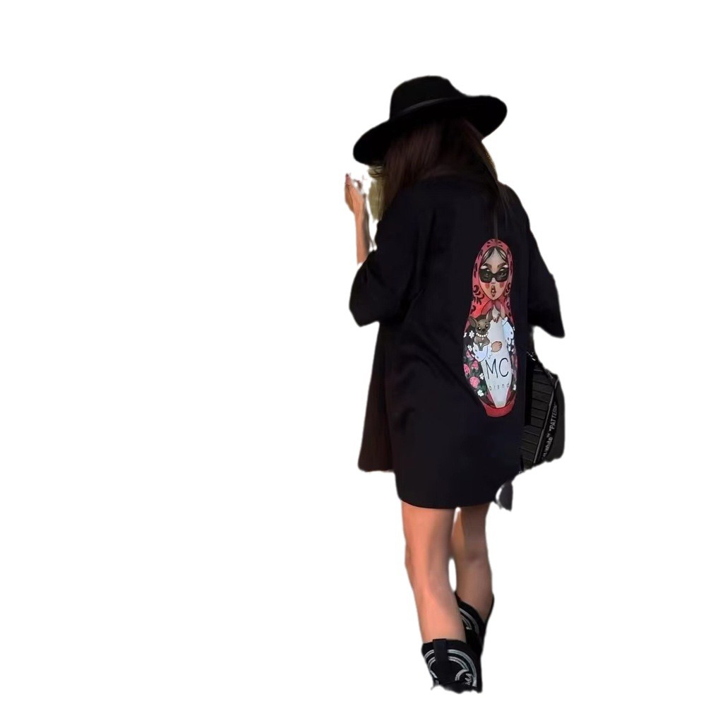 Women's Russian Matryoshka Doll Printing Short Sleeve And Long Pattern