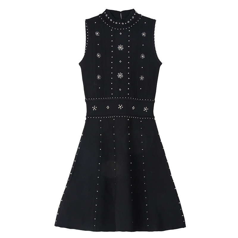 Sequined Ruffles Waist Trimming Knitted Dress