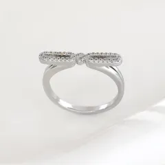 Fashion Bowknot Ring Female Design Advanced Sense - White Gold Color - View 1