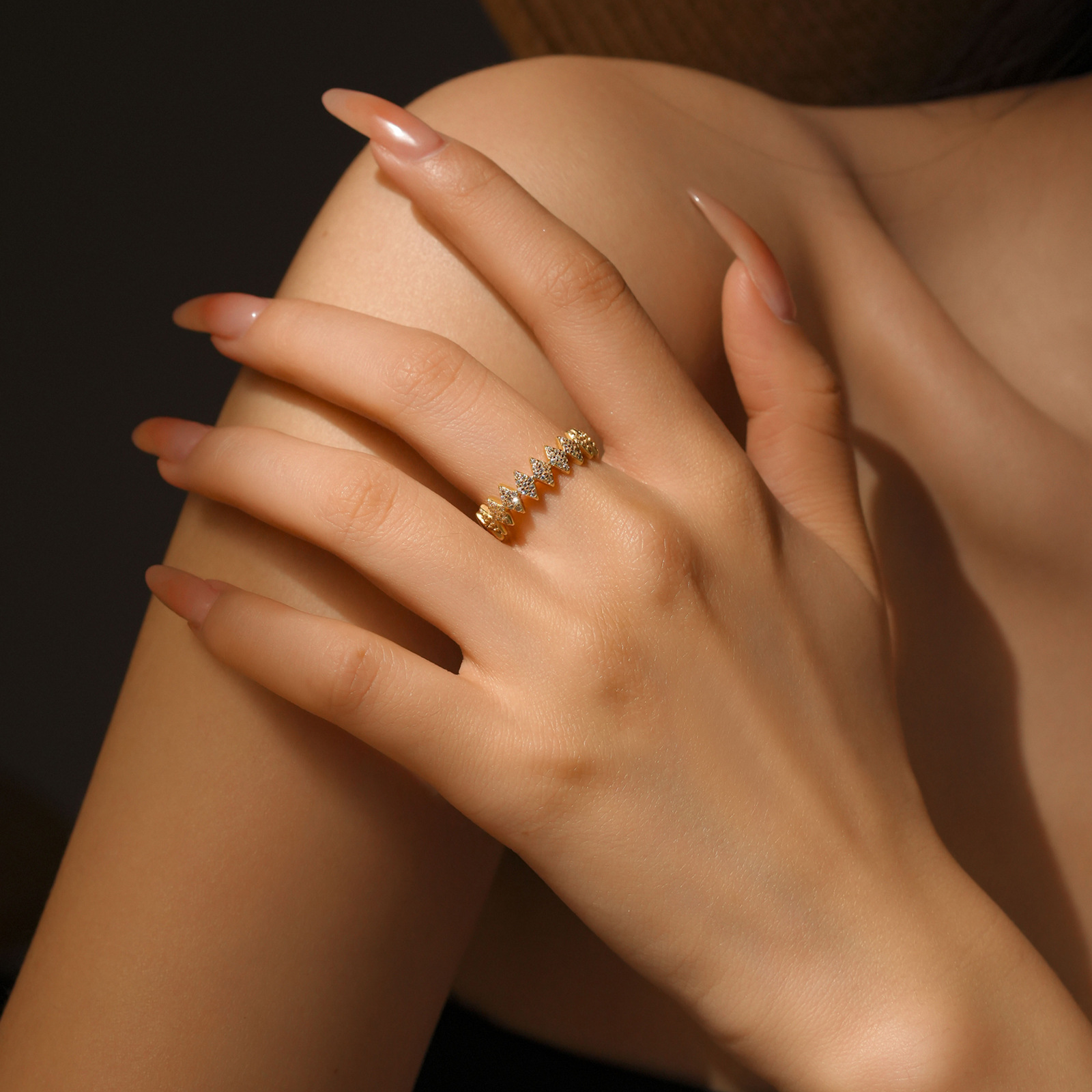S925 Sterling Silver Diamond Diamond-studded Ring