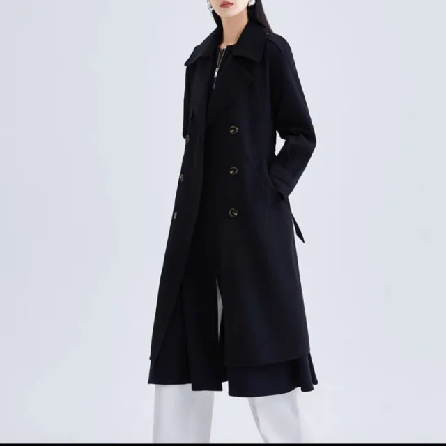 New Autumn Mid Length Trench Coat For Women Black - Shop at LoveMi