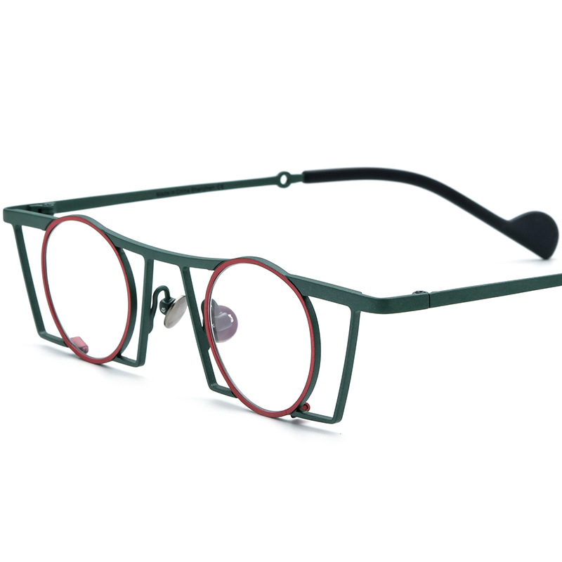 Round Retro Color Matching Pure Titanium Glasses - Image 5