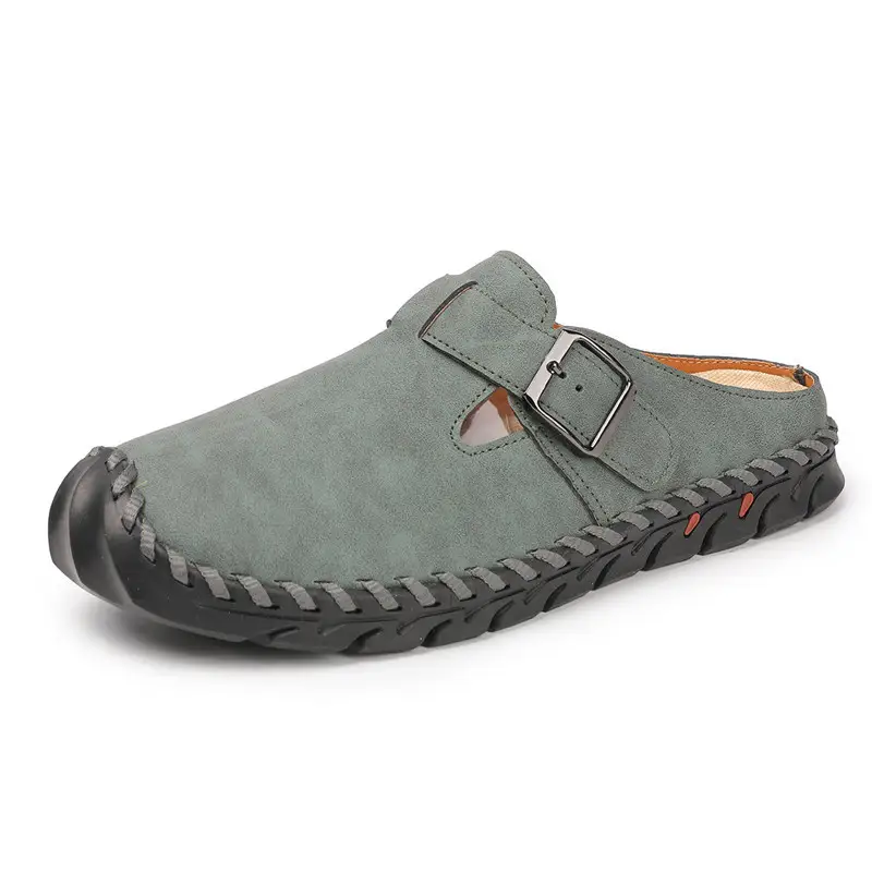Women's Plus-Size Leather Slip-On Fashionable Trendy All-Match Slippers