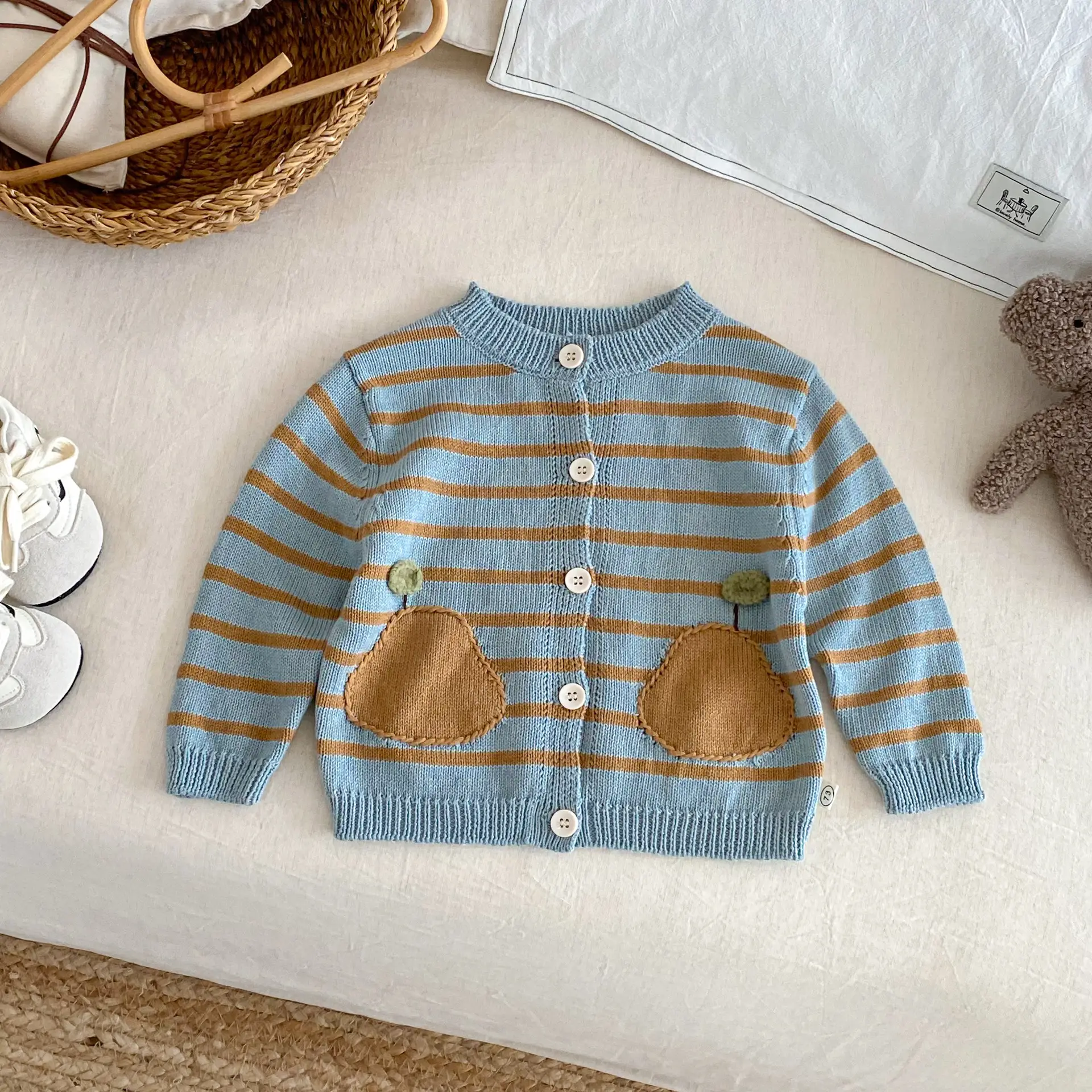 Children's Knitted Striped Sweater Fashionable Cardigan