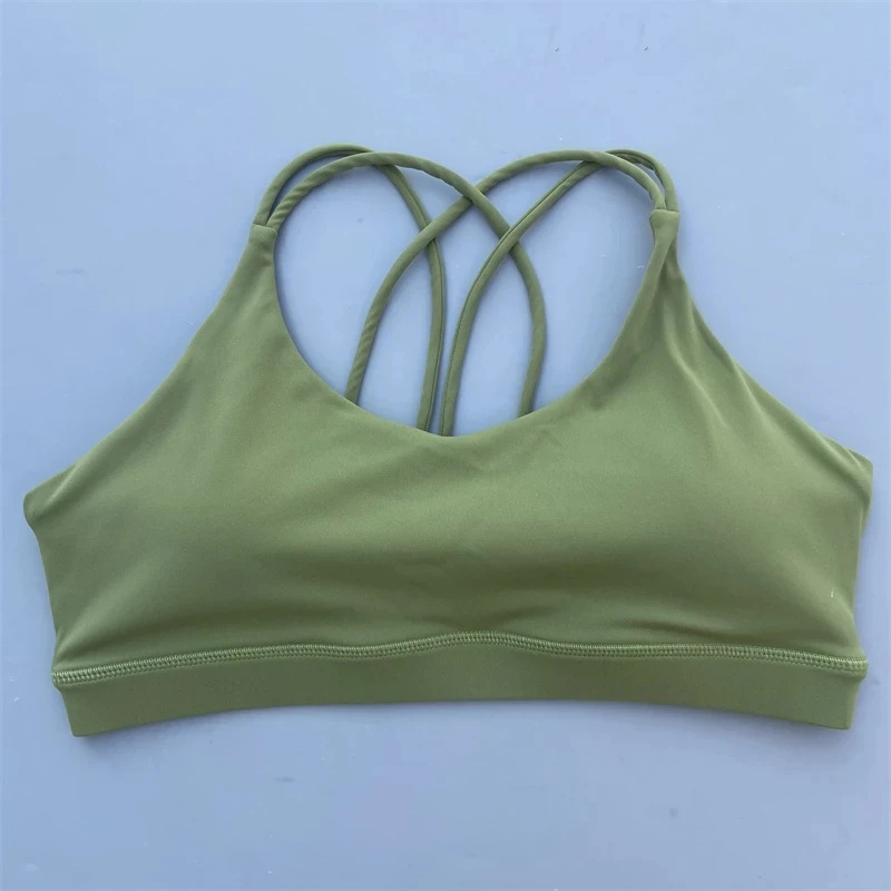 Title 5, Solid Color Nude Feel High Strength Workout Bra...