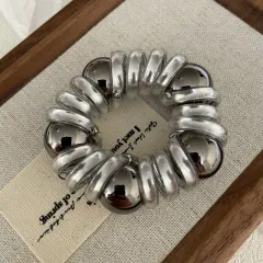 Simple Pearl Phone Line Hair Ring - Silver - View 1