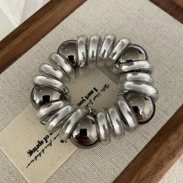 Simple Pearl Phone Line Hair Ring Silver - Shop at LoveMi
