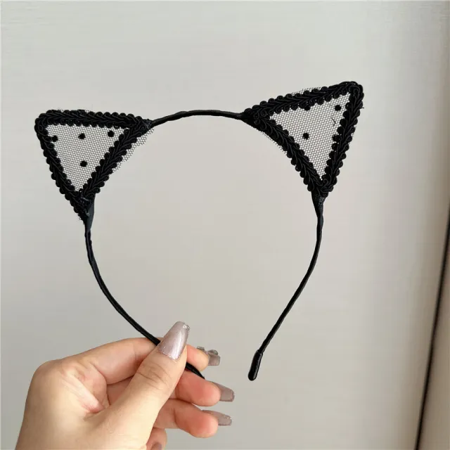 Ladies' Temperament Lace High end Cat Ear Hair Accessory 10 Polka Dot Cat Ears - Shop at LoveMi