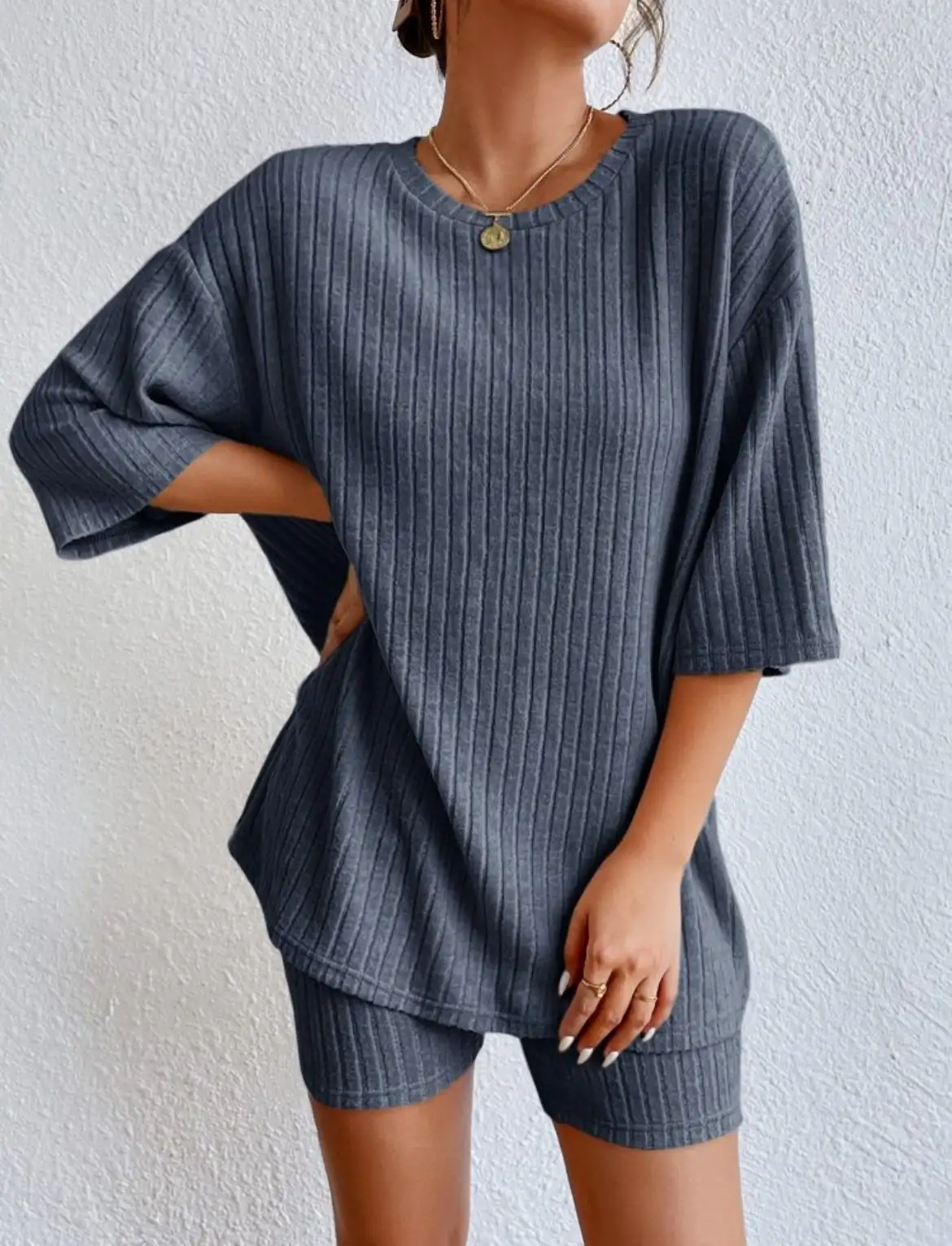 Fashion Casual Solid Color Shorts Suit