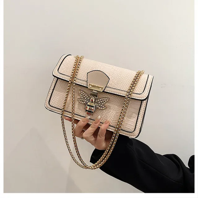 Fashionable Stylish Chain Shoulder Trendy Retro Messenger Bag Beige - Shop at LoveMi
