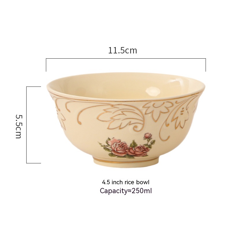 Golden Rose Beige Rice Bowl X2