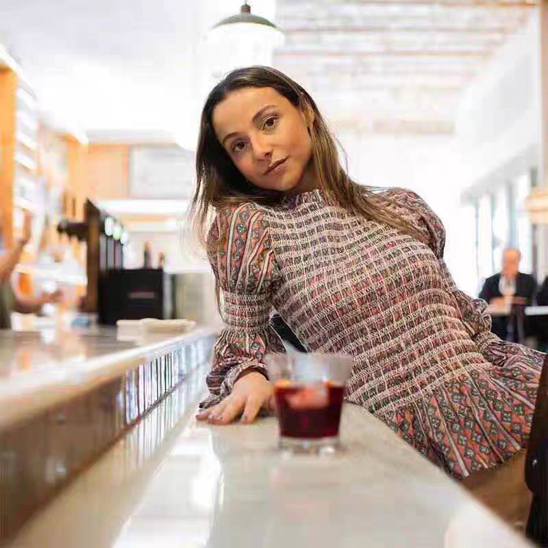 Fashion Ruffles Pleated Plaid Round Neck Long Sleeve Top Women's Clothing Floral - Shop at LoveMi