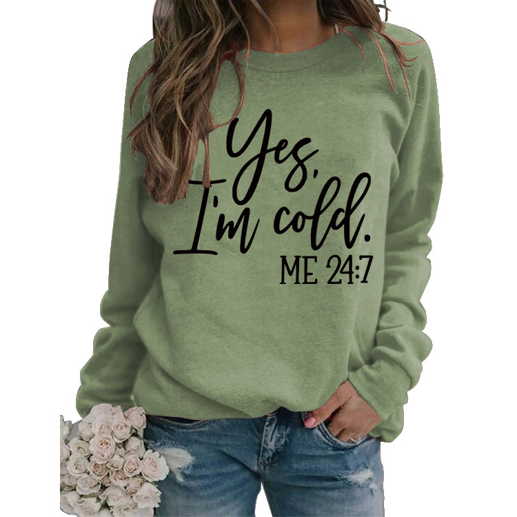 Loose Casual Letters Round Neck Print Sweatshirt