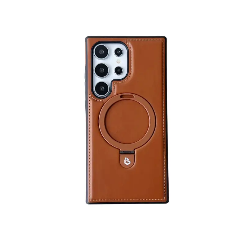 Magnetic Charging Ring Holder Leather Business Protective Cover
