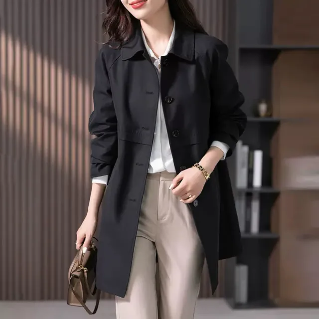 Women's Trench Coat Mid length Fashionable Elegant Top Coat Overcoat Black - Shop at LoveMi