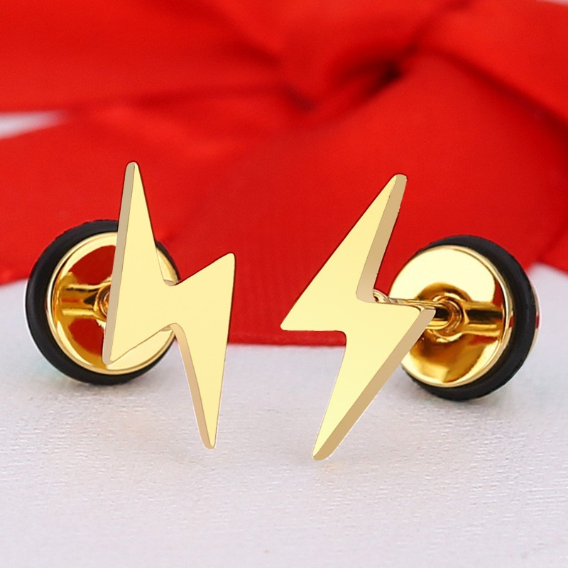 Korean Style Trendy Fashion Domineering Lightning Titanium Steel Earrings