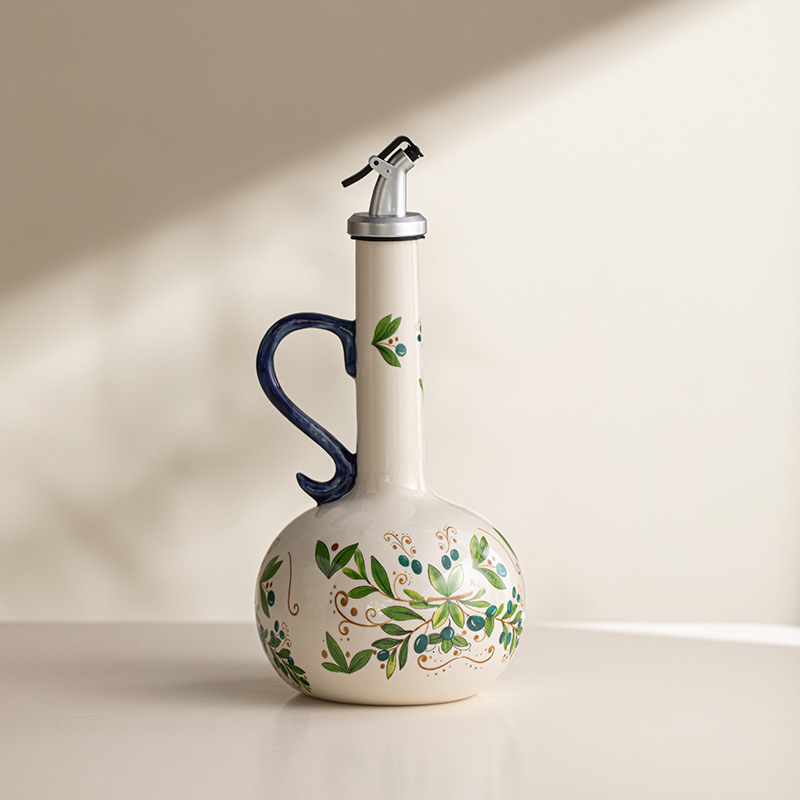 Hand-painted Ceramic Fish-shaped Olive Oil Potbottle