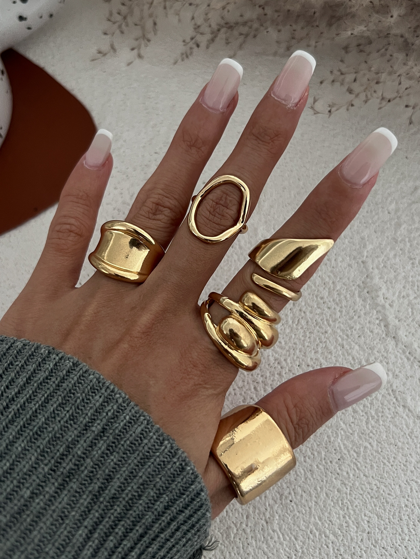 Ins Cold Wind Irregular Geometric Open Ring