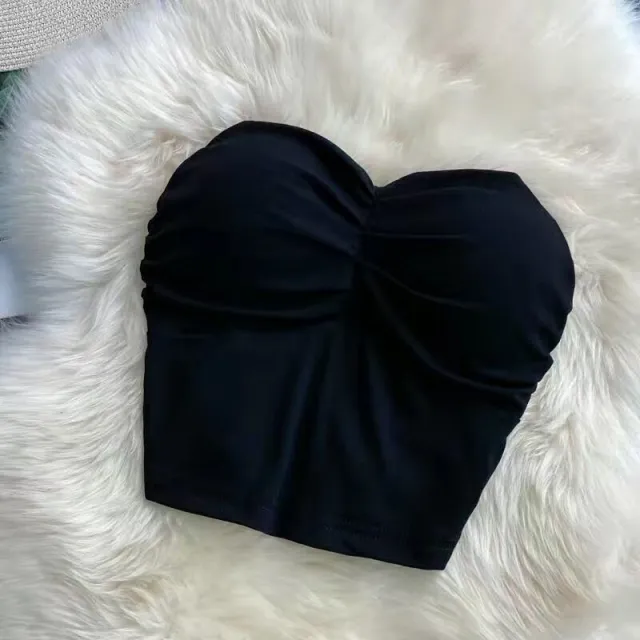 Outer Wear Wrapped Chest Strapless With Chest Pad Anti exposure Inner Base Underwear Black - Shop at LoveMi