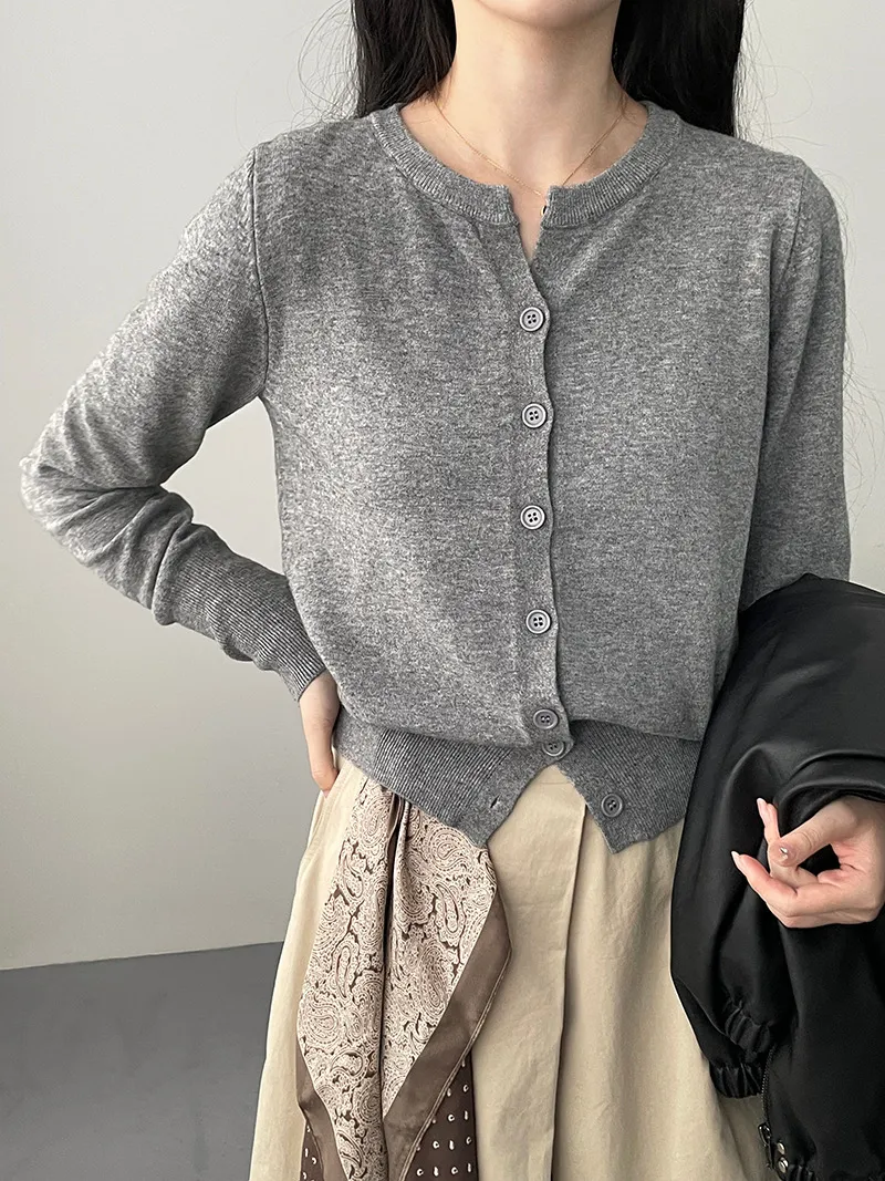 Gentle Pink Sweater Women's Soft Glutinous Skin-friendly Sweater - Gray