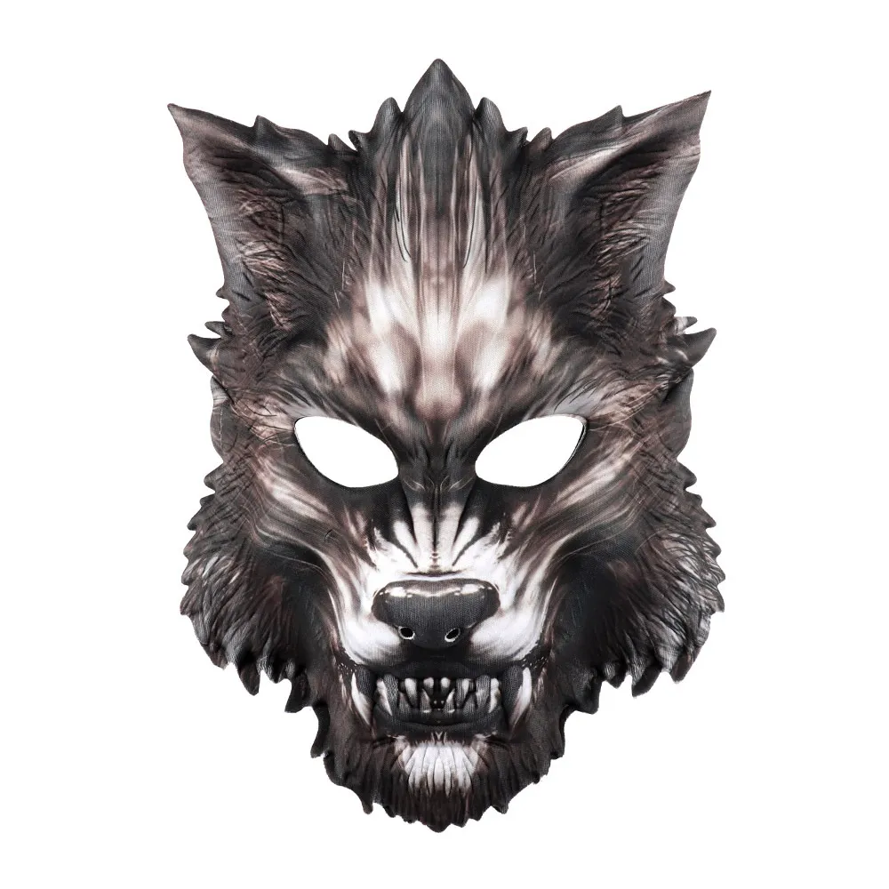 Carnival Party Masquerade EVA Half Face Animal Wolf Mask - Eva Black Wolf Mask