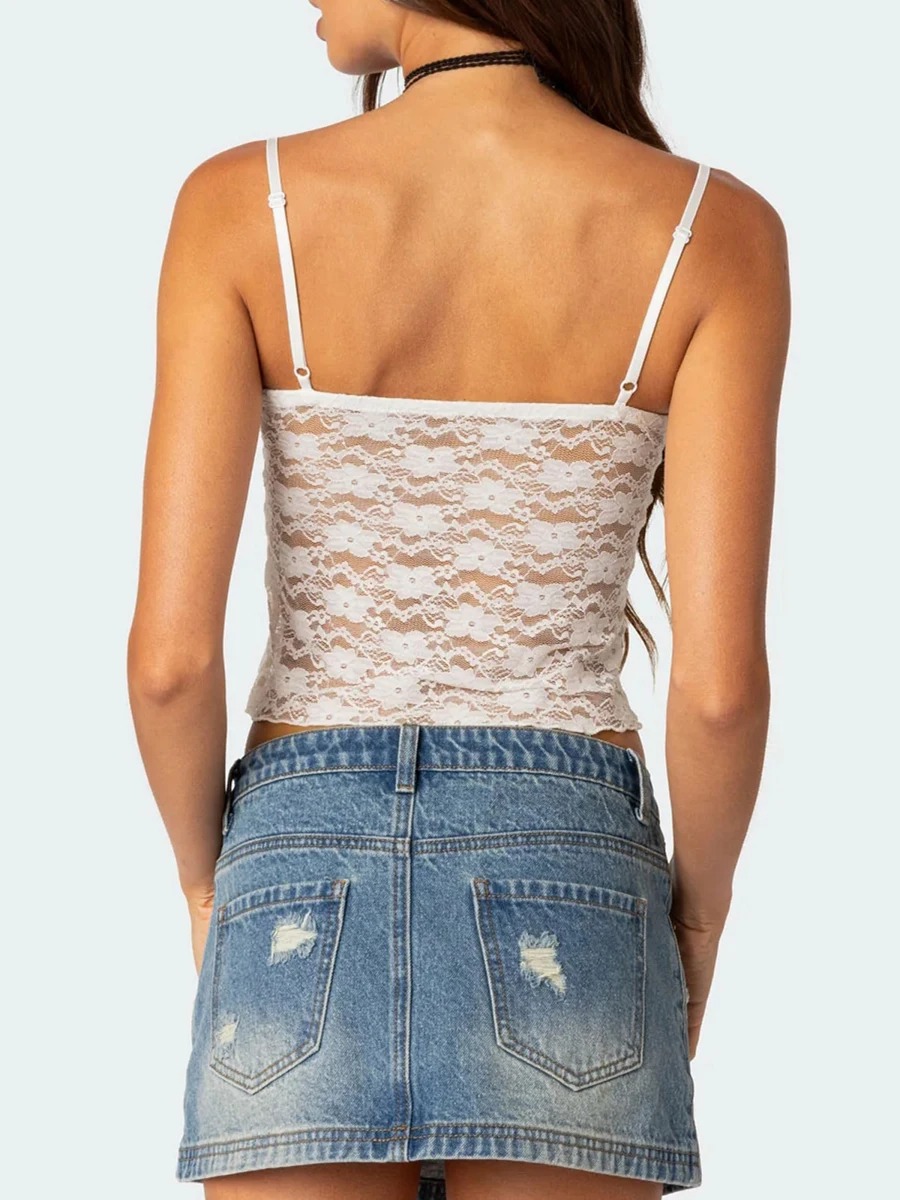 Womens-Short-Lace-Spaghetti-strap-Camisole-Top