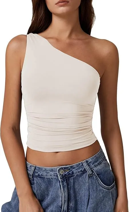 Solid Color Slim Fit Midriff baring Vest T shirt White - Shop at LoveMi