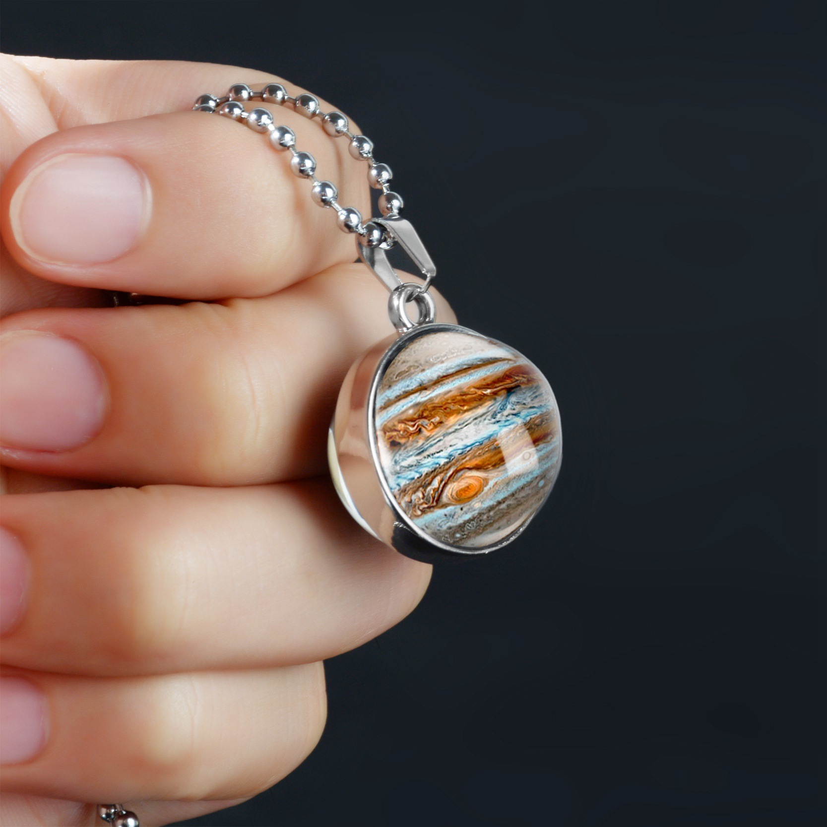 Double-sided Glass Ball Nine Planets Starry Sky Necklace